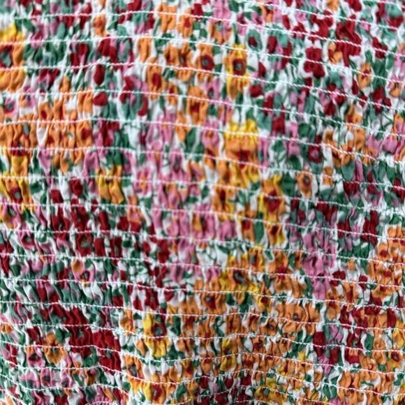 J. Crew Factory Floral Smocked Women's Tank Top - Picture 3 of 6